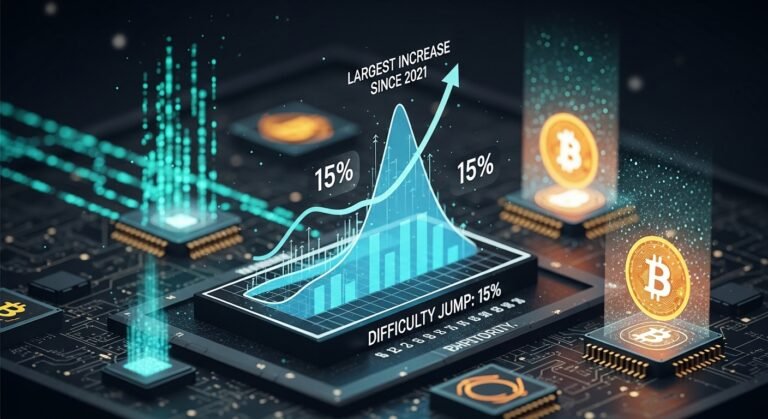 Bitcoin Mining Difficulty Jumps 15% Largest Increase Since 2021